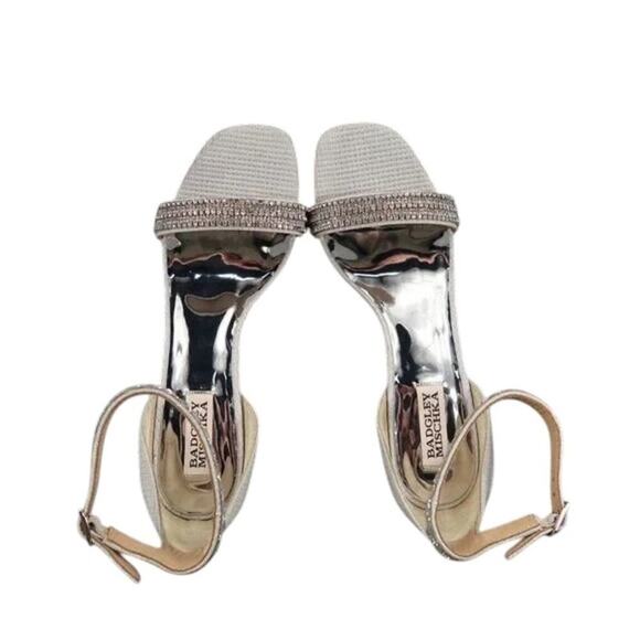 Badgley Mischka Shoes Womens 8.5 Sandal Pumps Ankle Strap Formal Rhinestone Grey - Picture 9 of 16
